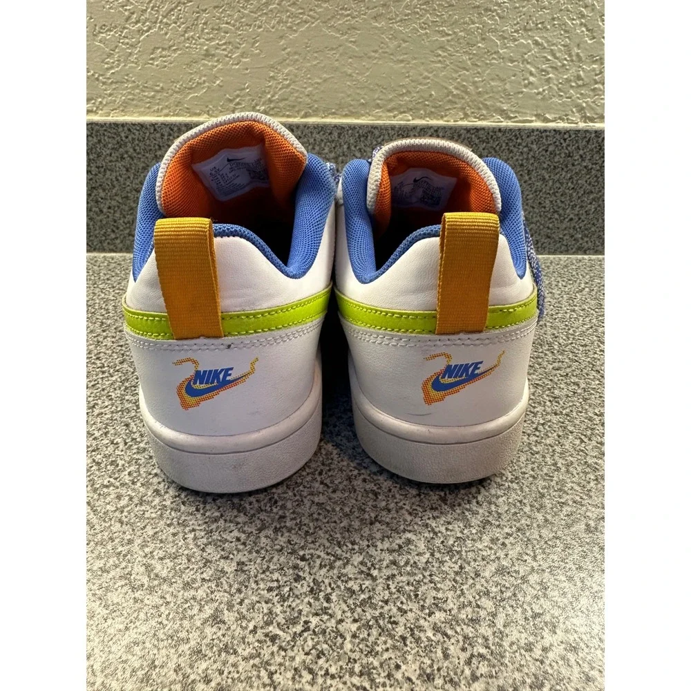 Nike Court Borough Low 2 SE DQ7770-100 White Green Blue Youth‎ 6.5Y Pre-owned
